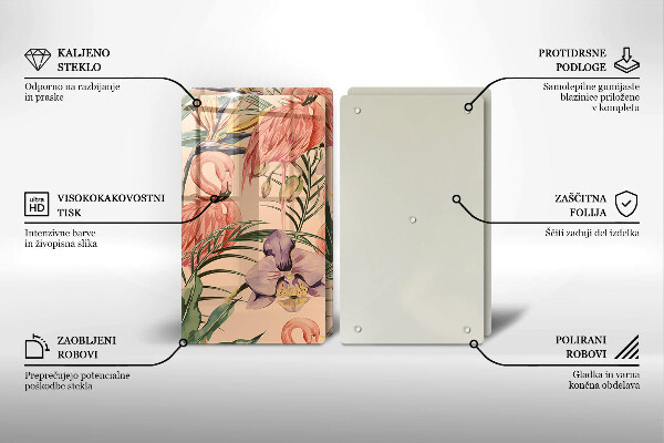 Üveg vágódeszka Flamingók illusztráció