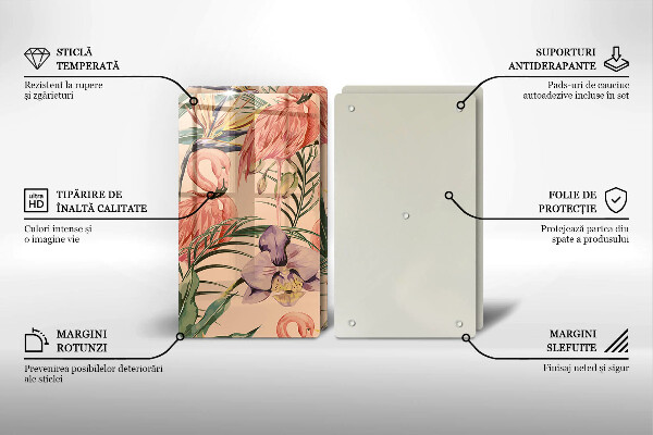 Üveg vágódeszka Flamingók illusztráció