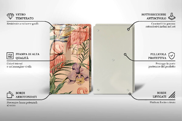 Üveg vágódeszka Flamingók illusztráció