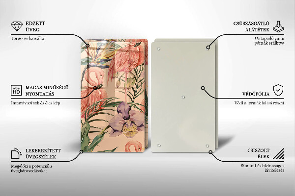 Üveg vágódeszka Flamingók illusztráció