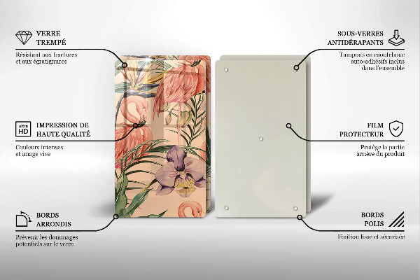 Üveg vágódeszka Flamingók illusztráció