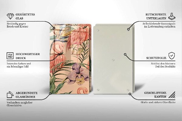 Üveg vágódeszka Flamingók illusztráció