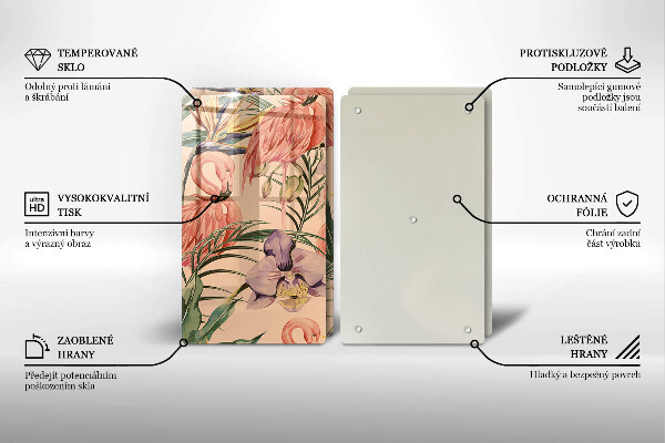 Üveg vágódeszka Flamingók illusztráció