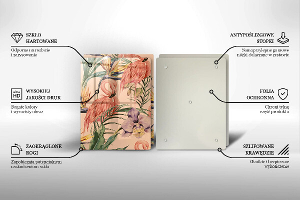 Üveg vágódeszka Flamingók illusztráció