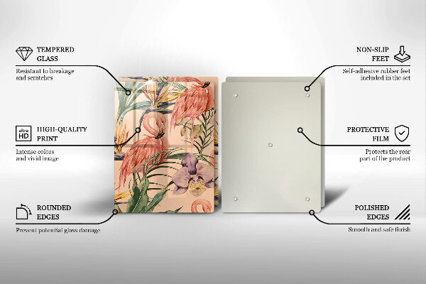 Üveg vágódeszka Flamingók illusztráció