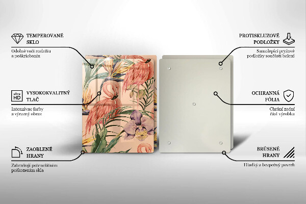 Üveg vágódeszka Flamingók illusztráció