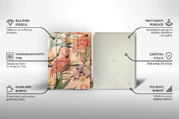 Üveg vágódeszka Flamingók illusztráció