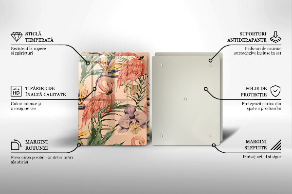 Üveg vágódeszka Flamingók illusztráció