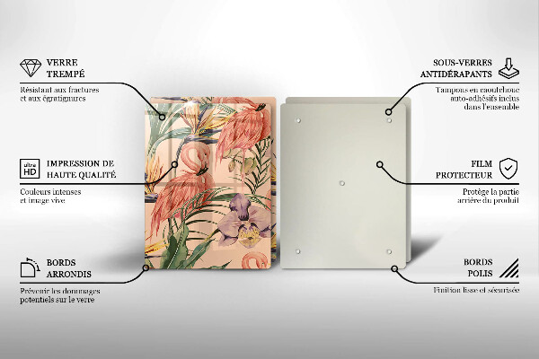 Üveg vágódeszka Flamingók illusztráció