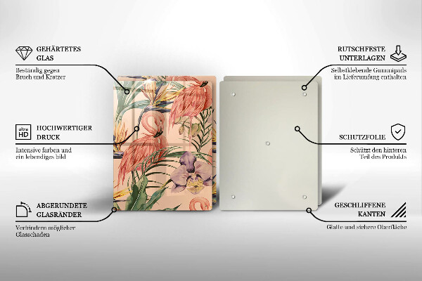 Üveg vágódeszka Flamingók illusztráció