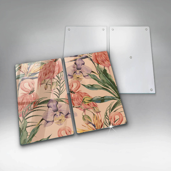 Üveg vágódeszka Flamingók illusztráció