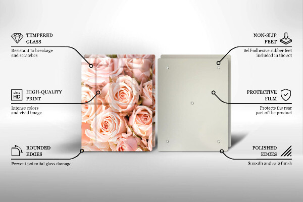 Üveg vágódeszka Csokor finom rózsa