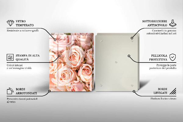 Üveg vágódeszka Csokor finom rózsa