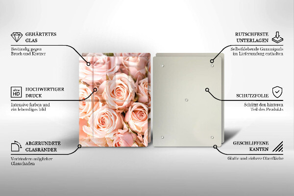 Üveg vágódeszka Csokor finom rózsa