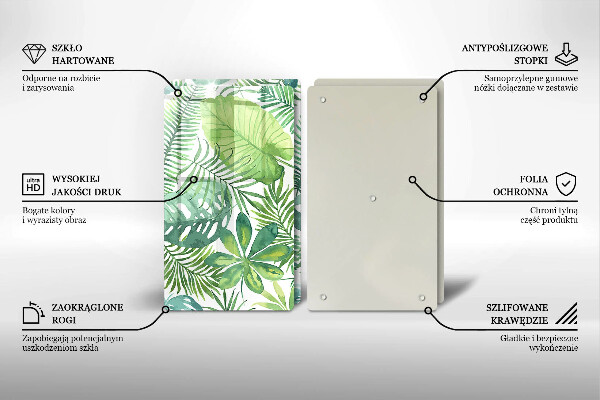 Üveg vágódeszka Akvarell boho levelek