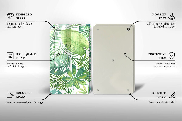 Üveg vágódeszka Akvarell boho levelek