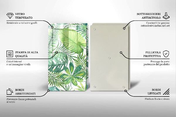 Üveg vágódeszka Akvarell boho levelek