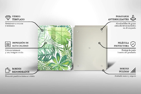 Üveg vágódeszka Akvarell boho levelek