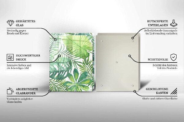 Üveg vágódeszka Akvarell boho levelek