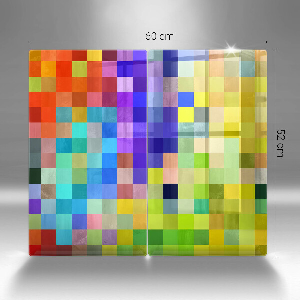 Üveg vágódeszka Színes pixel négyzetek