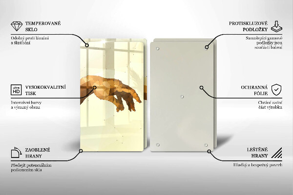 Üveg vágódeszka Ádám kezeinek teremtése