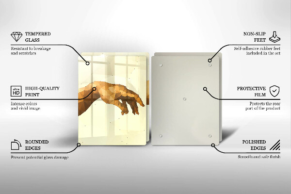 Üveg vágódeszka Ádám kezeinek teremtése