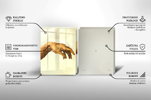 Üveg vágódeszka Ádám kezeinek teremtése