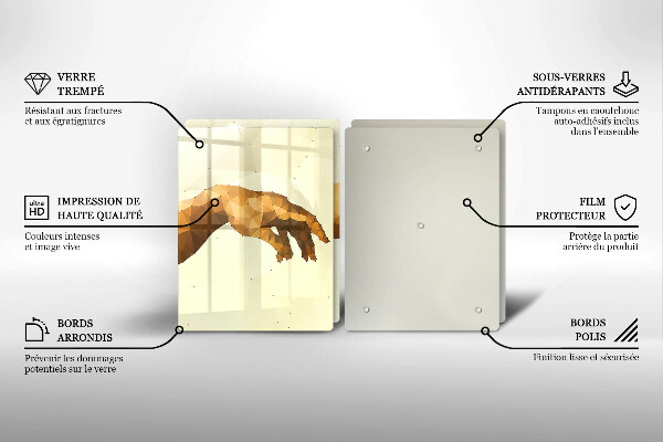 Üveg vágódeszka Ádám kezeinek teremtése