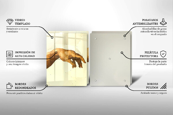 Üveg vágódeszka Ádám kezeinek teremtése