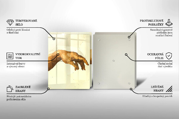 Üveg vágódeszka Ádám kezeinek teremtése