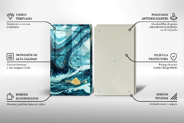 Üveg vágódeszka Kék arany absztrakció