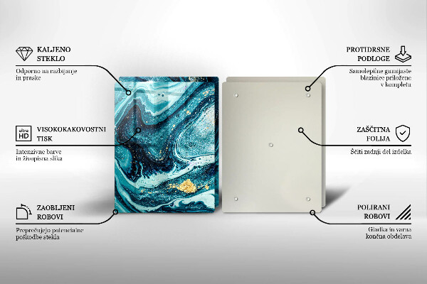 Üveg vágódeszka Kék arany absztrakció