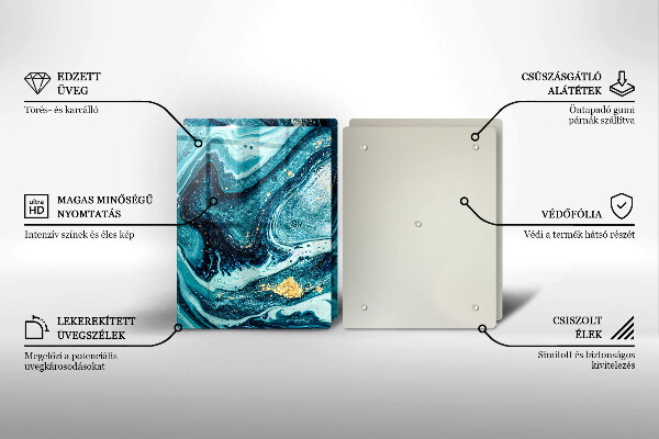 Üveg vágódeszka Kék arany absztrakció