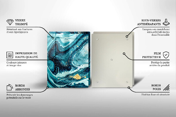 Üveg vágódeszka Kék arany absztrakció