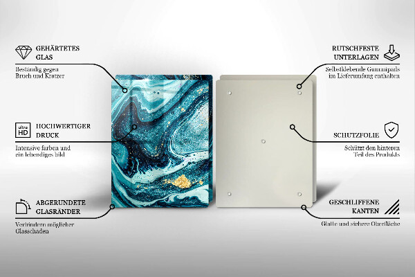 Üveg vágódeszka Kék arany absztrakció