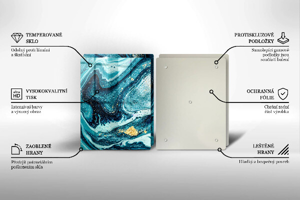 Üveg vágódeszka Kék arany absztrakció