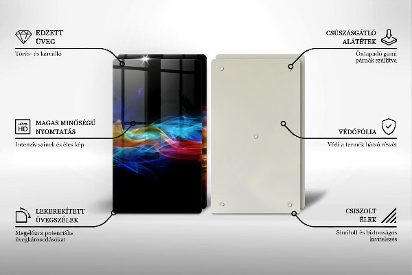 Üveg vágódeszka Színes füst