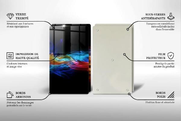 Üveg vágódeszka Színes füst