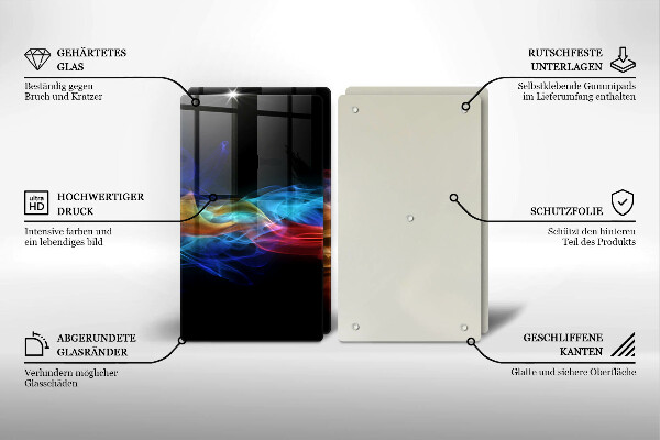 Üveg vágódeszka Színes füst