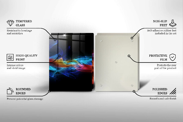 Üveg vágódeszka Színes füst