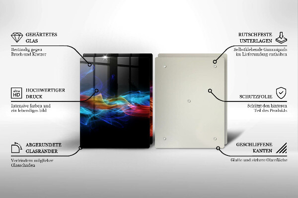 Üveg vágódeszka Színes füst