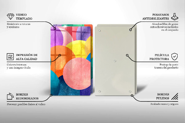 Üveg vágódeszka Színes körök