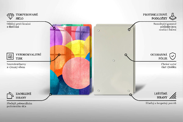 Üveg vágódeszka Színes körök