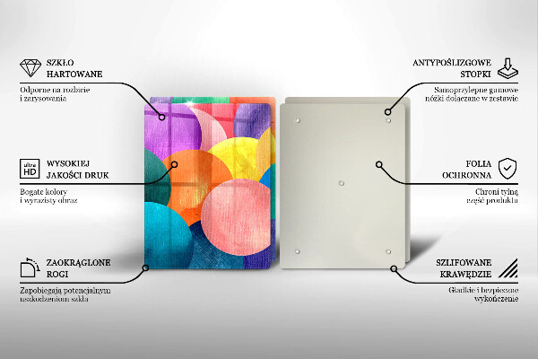 Üveg vágódeszka Színes körök