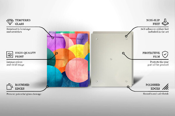 Üveg vágódeszka Színes körök