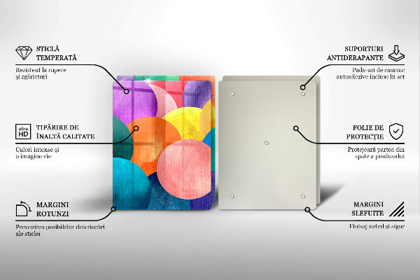 Üveg vágódeszka Színes körök