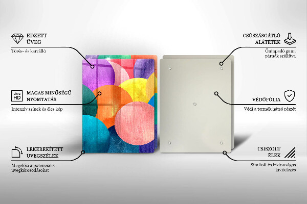 Üveg vágódeszka Színes körök