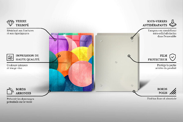 Üveg vágódeszka Színes körök