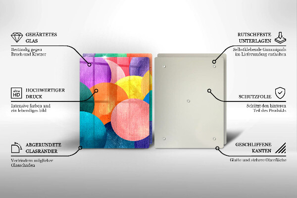 Üveg vágódeszka Színes körök