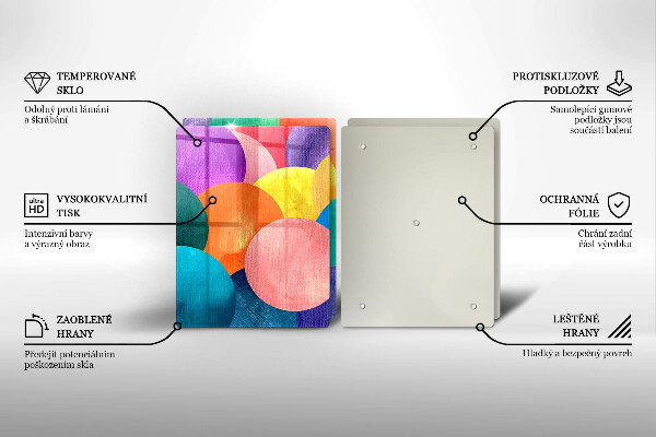 Üveg vágódeszka Színes körök